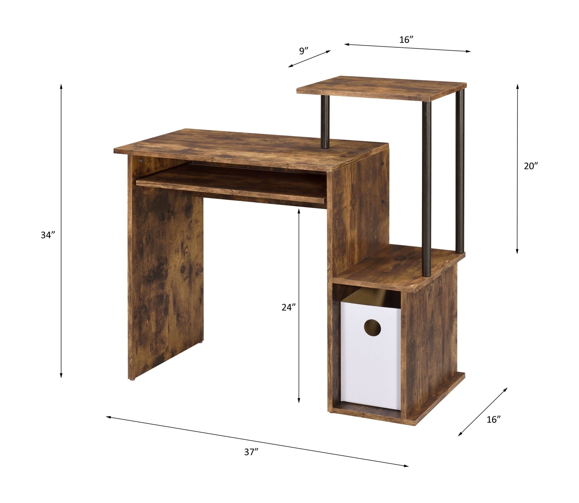 Lyphre Weathered Oak & Black Finish Computer Desk - 1st Choice Furniture Direct