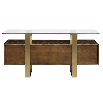 Mabyn Brass & Antique Brown Finish Console Cabinet - 1st Choice Furniture Direct
