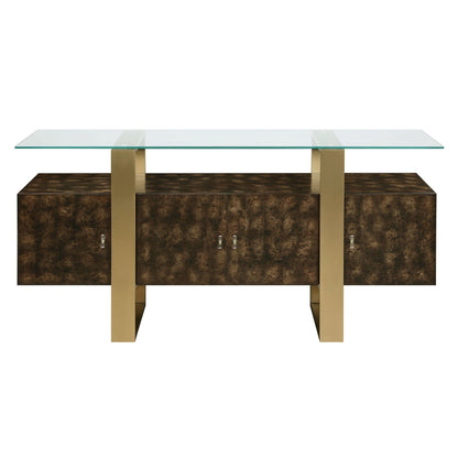 Mabyn Brass & Antique Brown Finish Console Cabinet - 1st Choice Furniture Direct