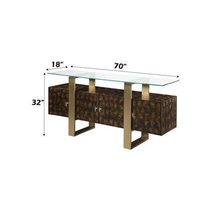 Mabyn Brass & Antique Brown Finish Console Cabinet - 1st Choice Furniture Direct