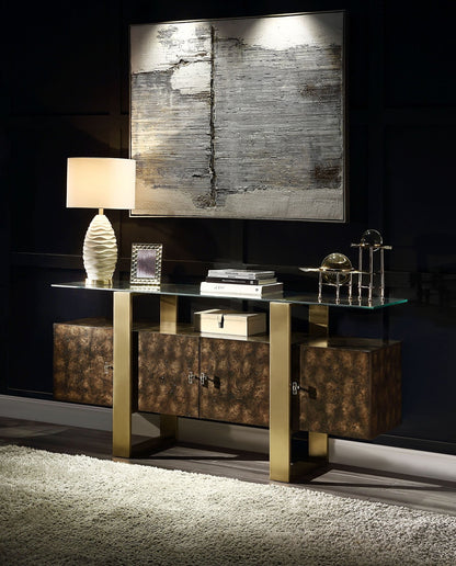 Mabyn Brass & Antique Brown Finish Console Cabinet - 1st Choice Furniture Direct