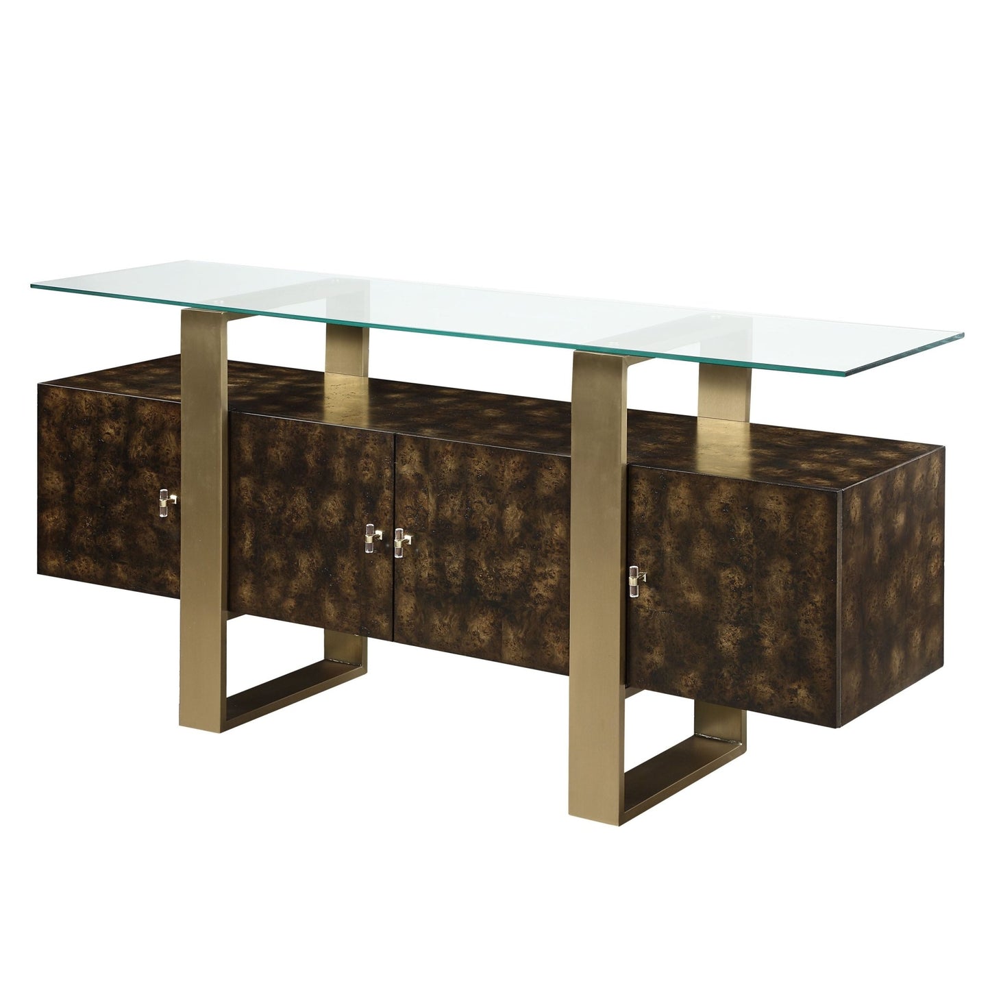 Mabyn Brass & Antique Brown Finish Console Cabinet - 1st Choice Furniture Direct