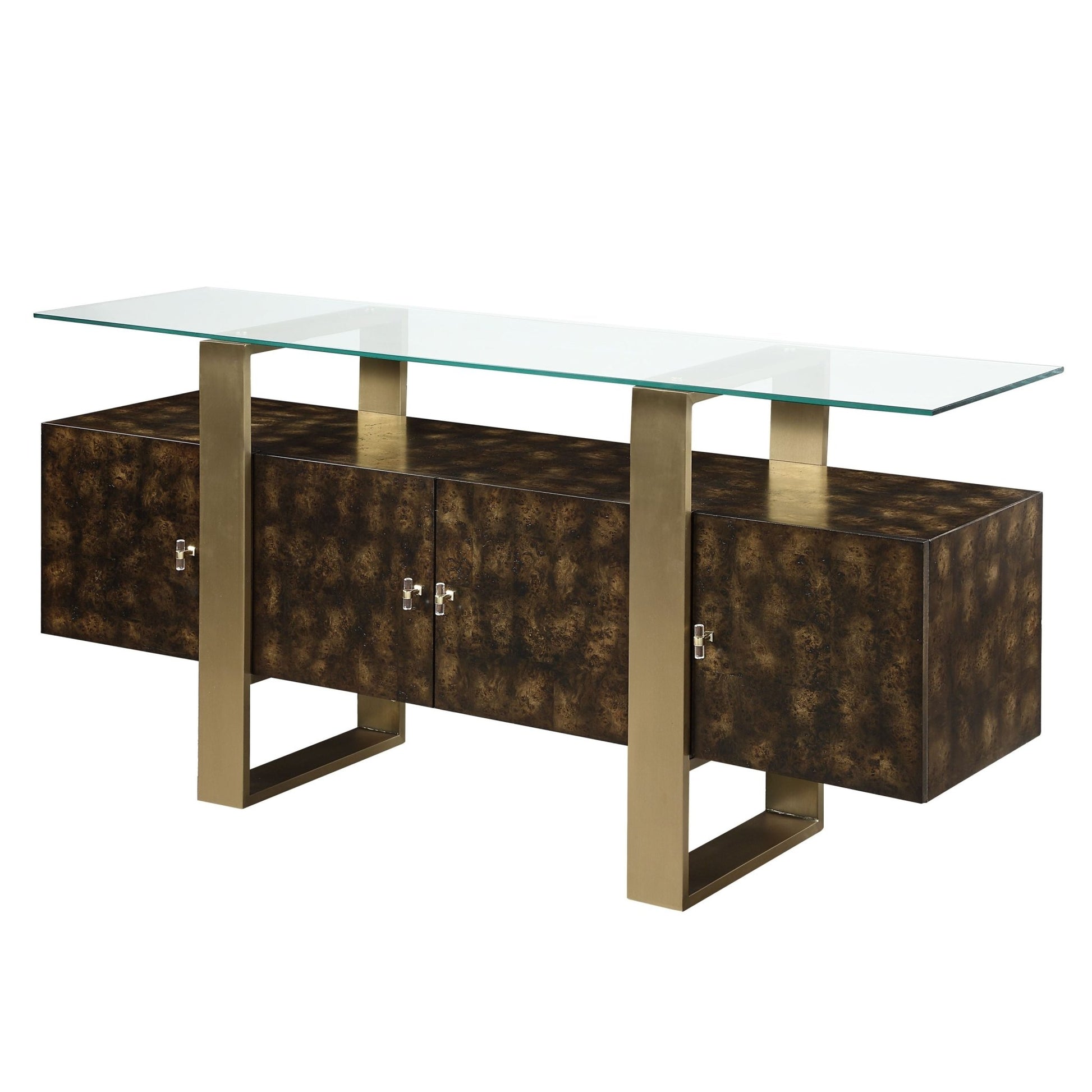 Mabyn Brass & Antique Brown Finish Console Cabinet - 1st Choice Furniture Direct