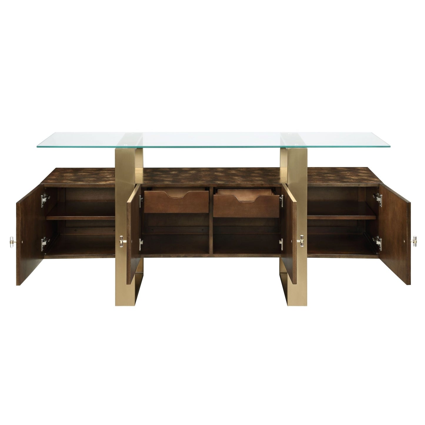 Mabyn Brass & Antique Brown Finish Console Cabinet - 1st Choice Furniture Direct