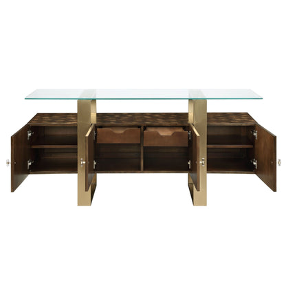 Mabyn Brass & Antique Brown Finish Console Cabinet - 1st Choice Furniture Direct