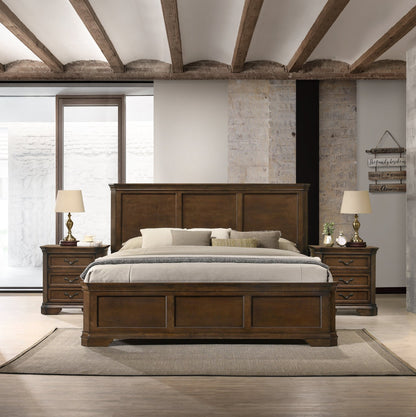 Maderne Traditional 3 - Piece Wood Bedroom Set with King Size Panel Bed and Two Nightstands - 1st Choice Furniture Direct