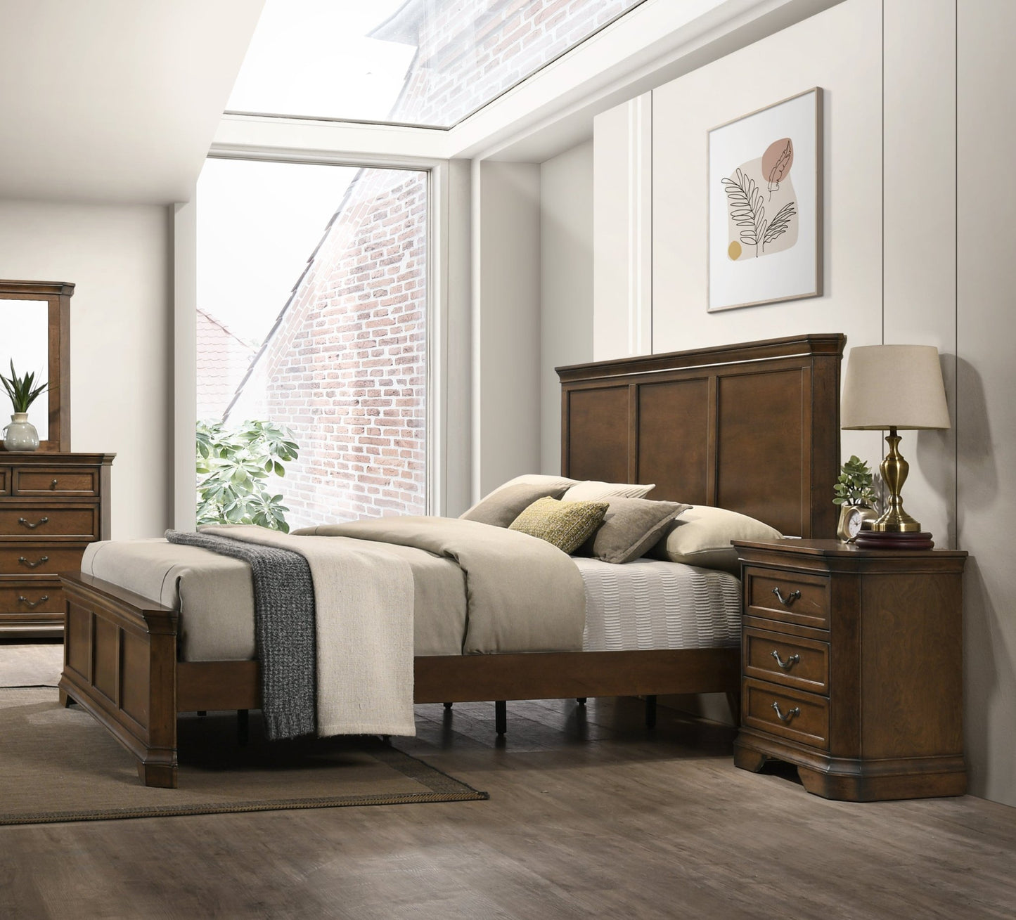 Maderne Traditional 3 - Piece Wood Bedroom Set with King Size Panel Bed and Two Nightstands - 1st Choice Furniture Direct
