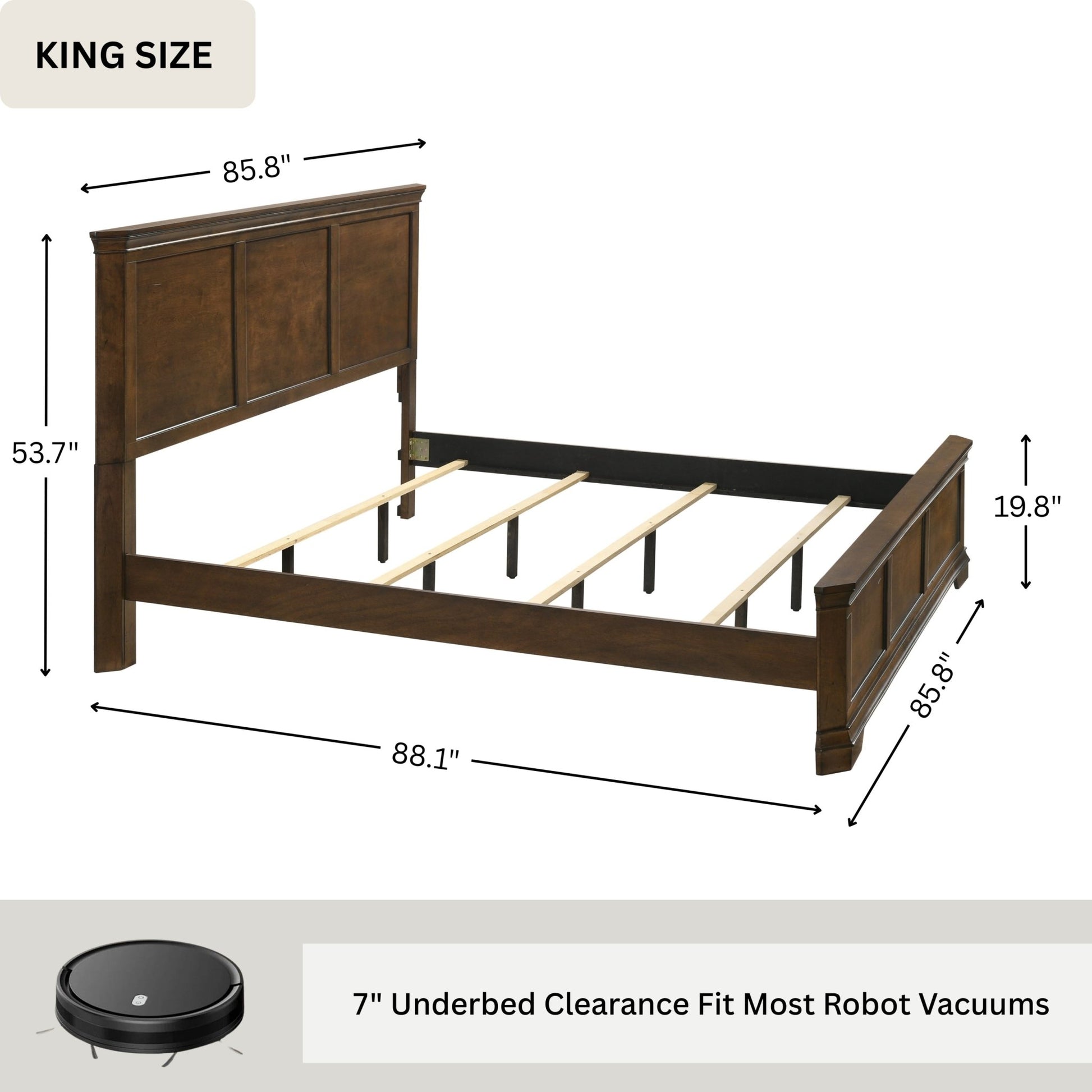 Maderne Traditional 3 - Piece Wood Bedroom Set with King Size Panel Bed and Two Nightstands - 1st Choice Furniture Direct