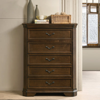 Maderne Traditional Wood Panel 5 pieces Queen Bed set with Dresser, Mirror, Nightstand and Chest - 1st Choice Furniture Direct