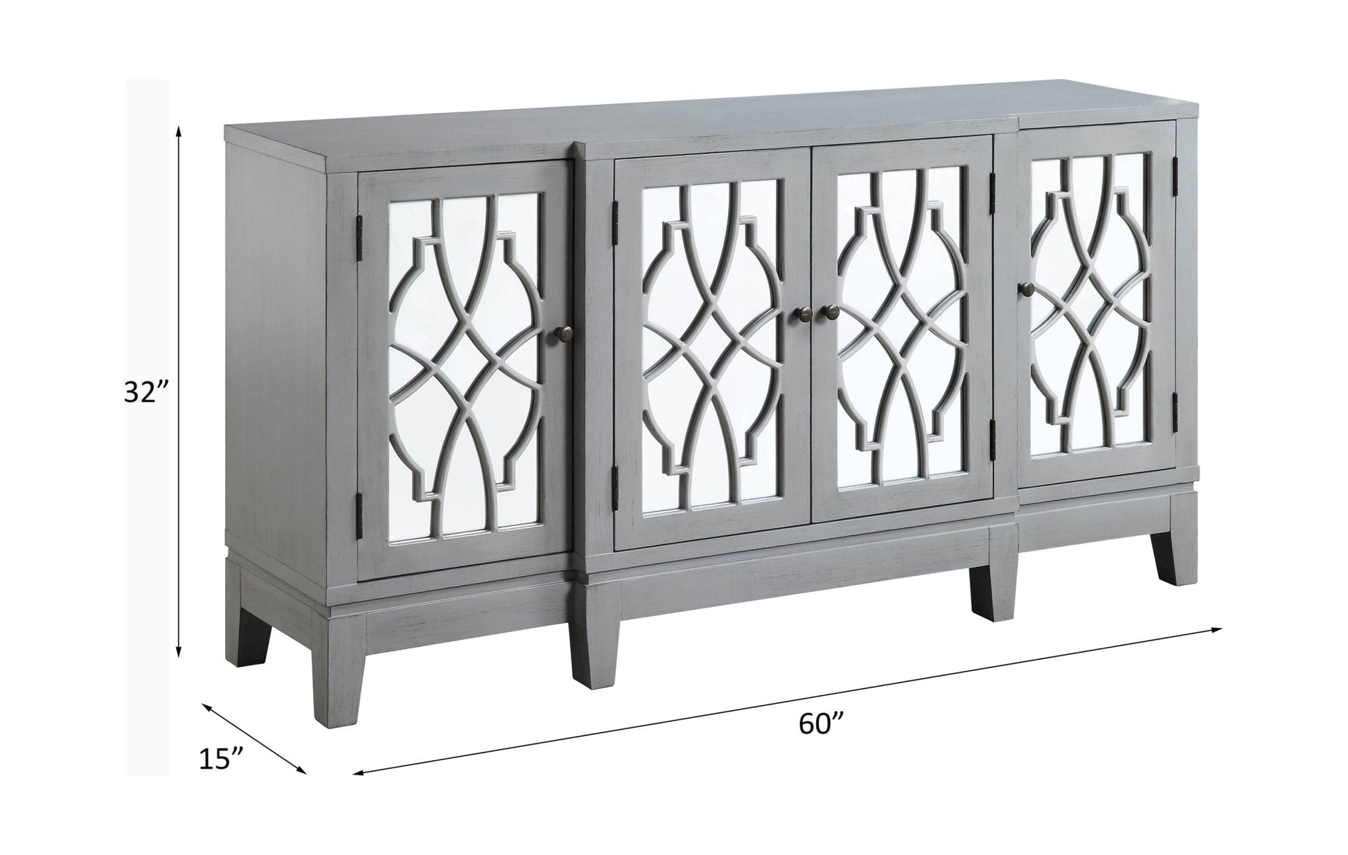 Magdi Antique Gray Finish Console Cabinet - 1st Choice Furniture Direct