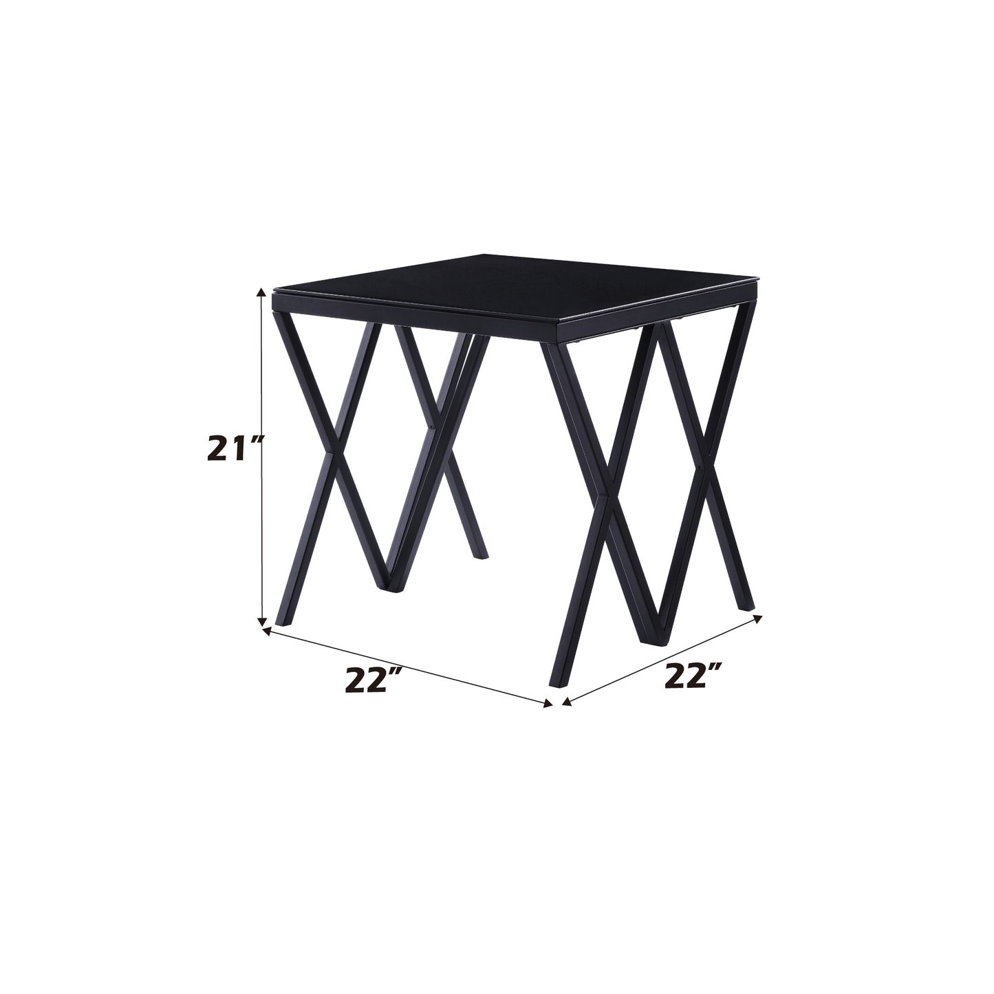 Magenta Glass Top & Black Finish End Table - 1st Choice Furniture Direct