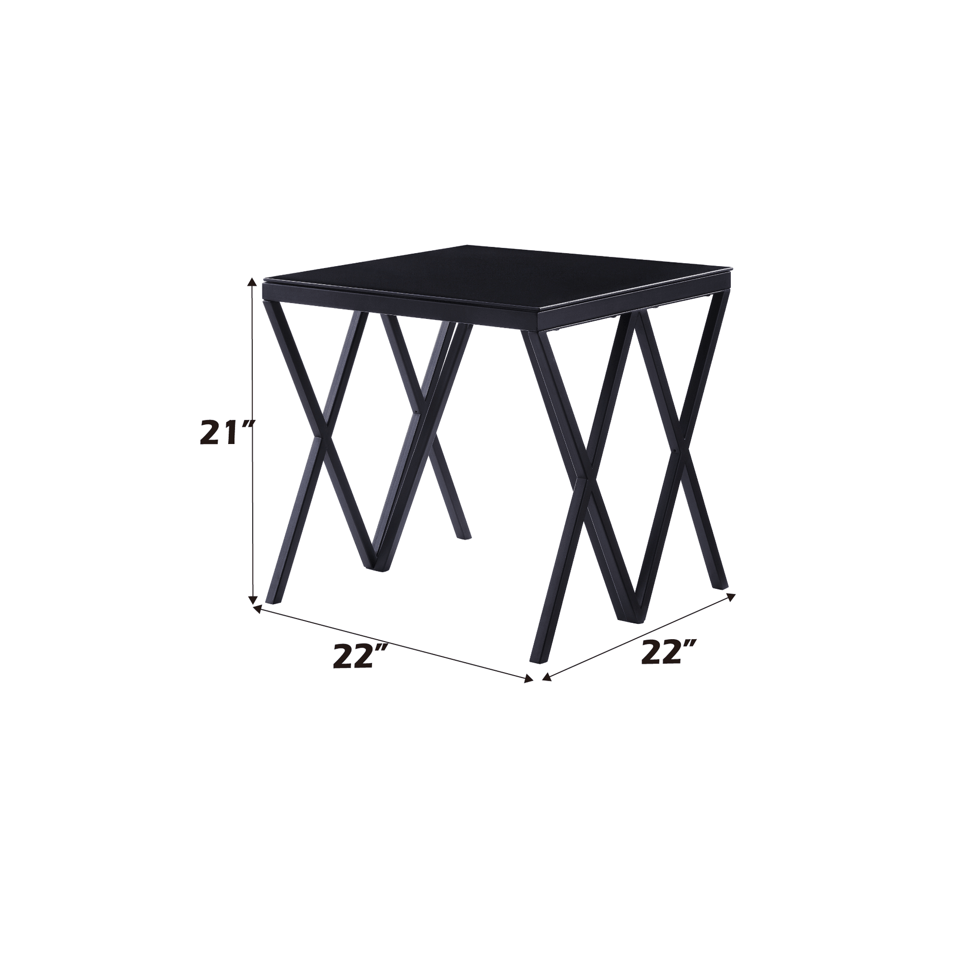 Magenta Glass Top & Black Finish End Table - 1st Choice Furniture Direct