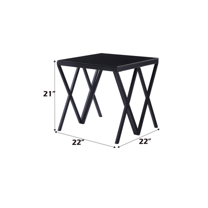 Magenta Glass Top & Black Finish End Table - 1st Choice Furniture Direct