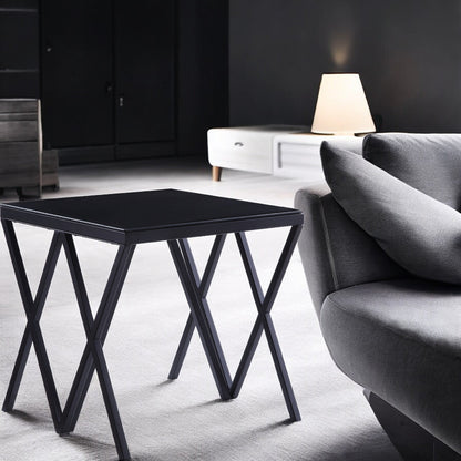 Magenta Glass Top & Black Finish End Table - 1st Choice Furniture Direct