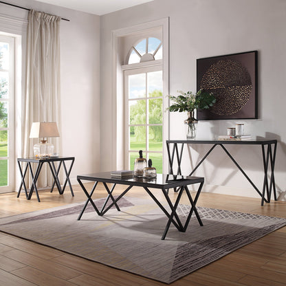 Magenta Glass Top & Black Finish End Table - 1st Choice Furniture Direct