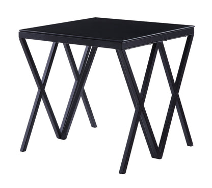 Magenta Glass Top & Black Finish End Table - 1st Choice Furniture Direct