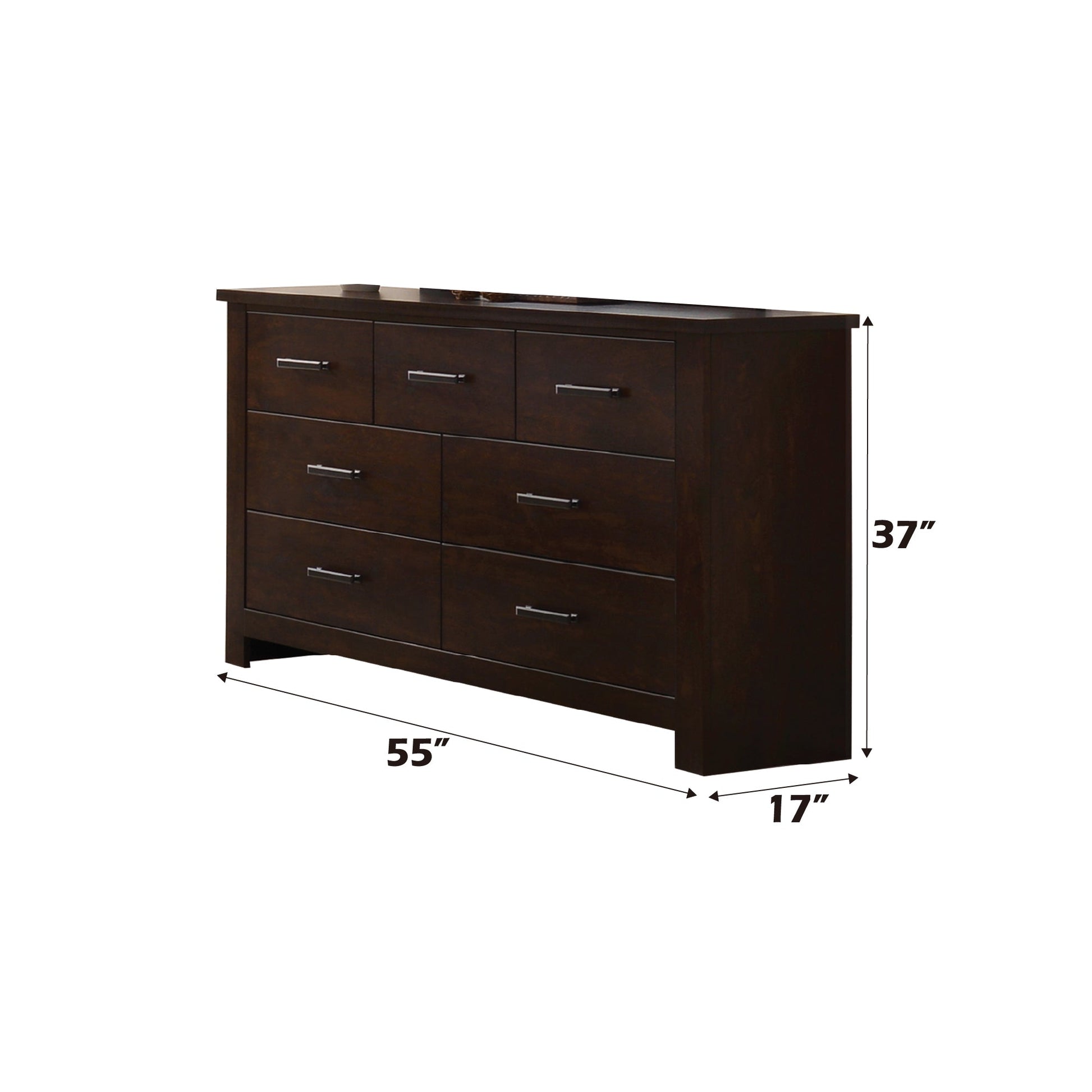 Mahogany 7-Drawer Dresser with Felt-Lined Top Drawer - 1st Choice Furniture Direct