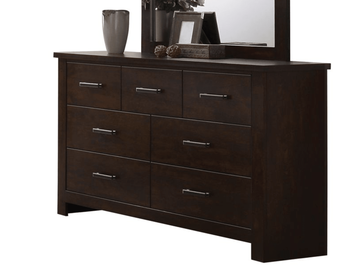 Mahogany 7-Drawer Dresser with Felt-Lined Top Drawer - 1st Choice Furniture Direct