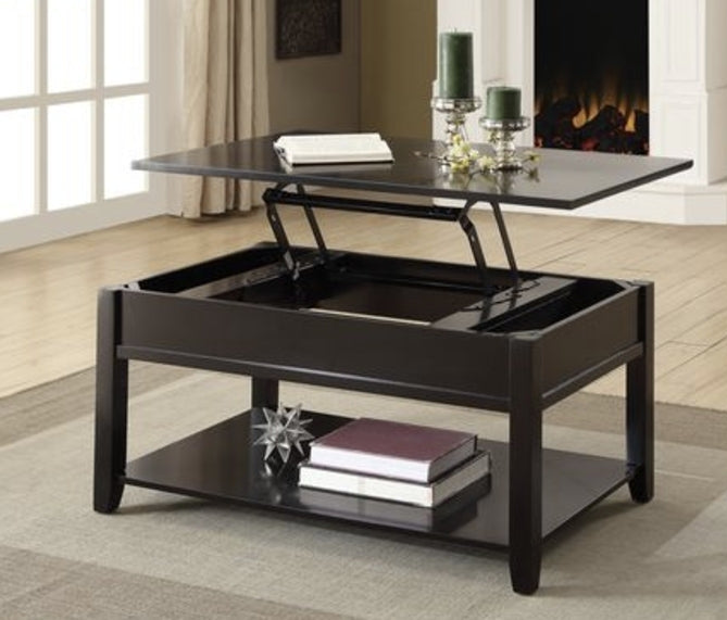 Malachi Black Finish Coffee Table W/Lift Top - 1st Choice Furniture Direct