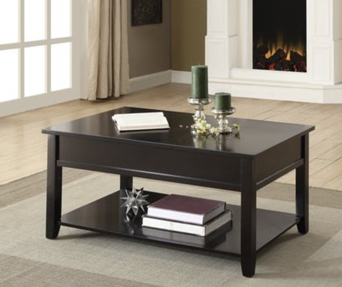 Malachi Black Finish Coffee Table W/Lift Top - 1st Choice Furniture Direct