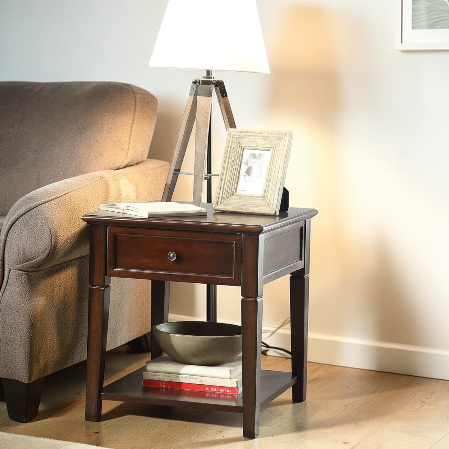 Malachi Walnut Finish End Table - 1st Choice Furniture Direct