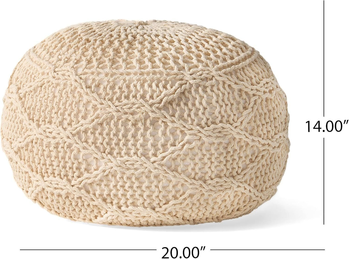 Malibu Knitted Cotton 20 x 20 Round Pouf - 1st Choice Furniture Direct