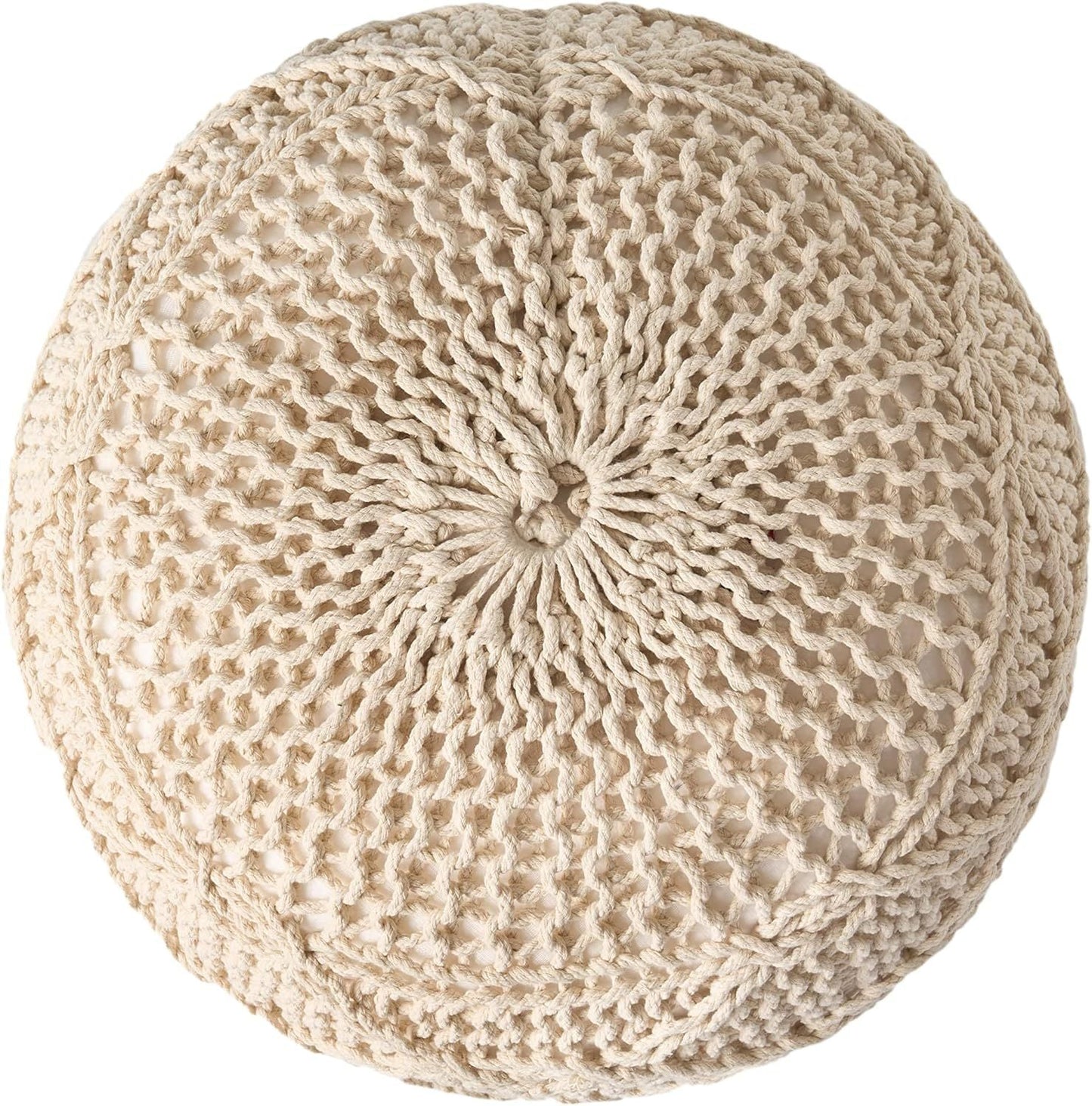 Malibu Knitted Cotton 20 x 20 Round Pouf - 1st Choice Furniture Direct