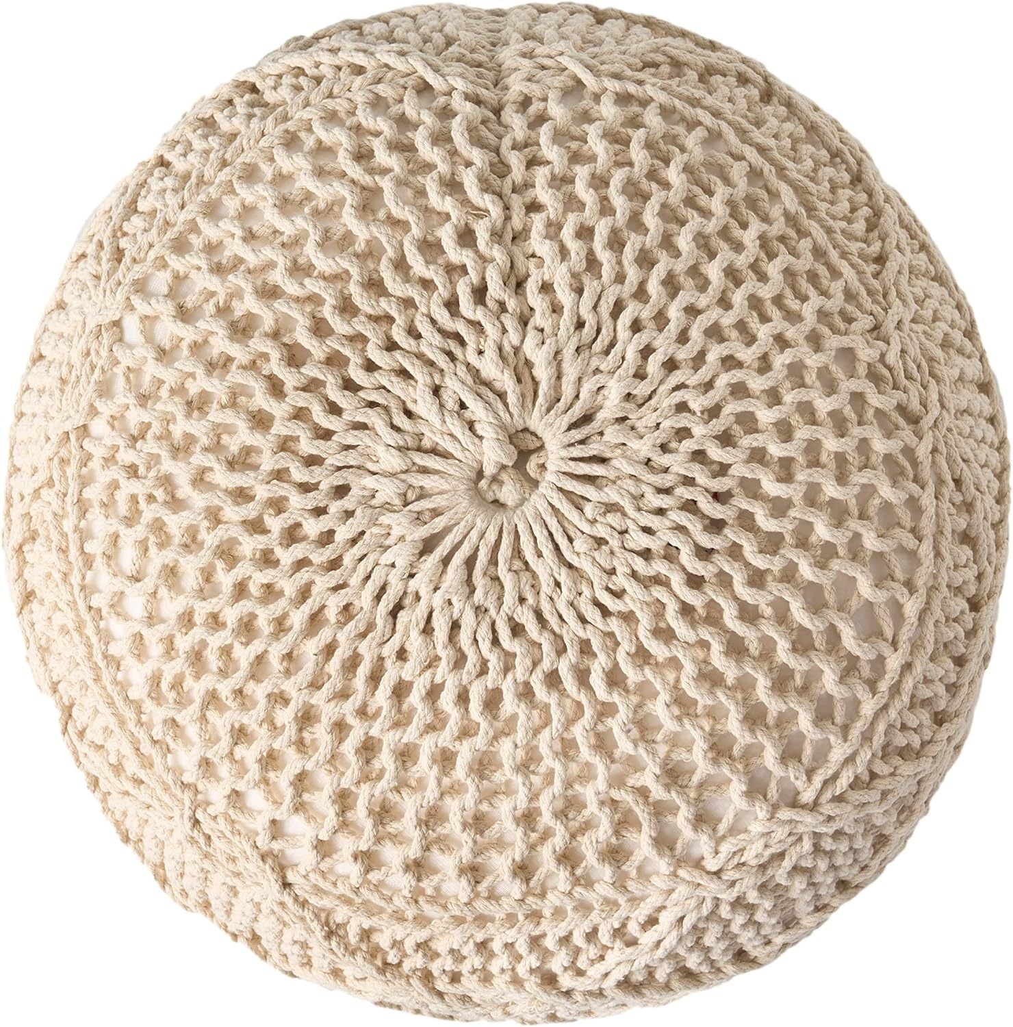 Malibu Knitted Cotton 20 x 20 Round Pouf - 1st Choice Furniture Direct