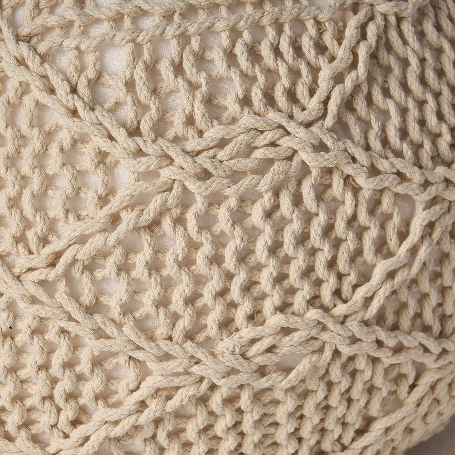 Malibu Knitted Cotton 20 x 20 Round Pouf - 1st Choice Furniture Direct