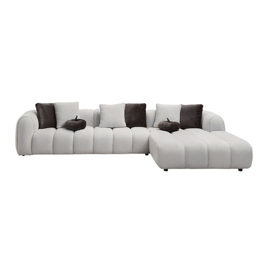 Manilla Ivory White Linen Sectional Sofa w/8 Pillows - 1st Choice Furniture Direct