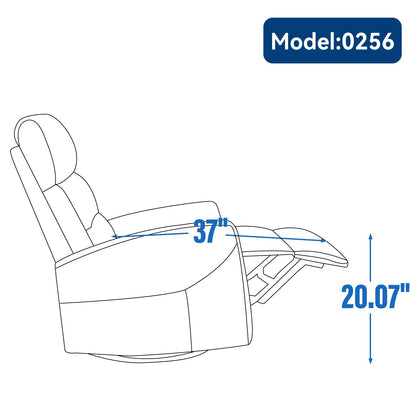 Manual Recliner Chair with Rocker and Swivel in Fabric for Living Room, Beige - 1st Choice Furniture Direct