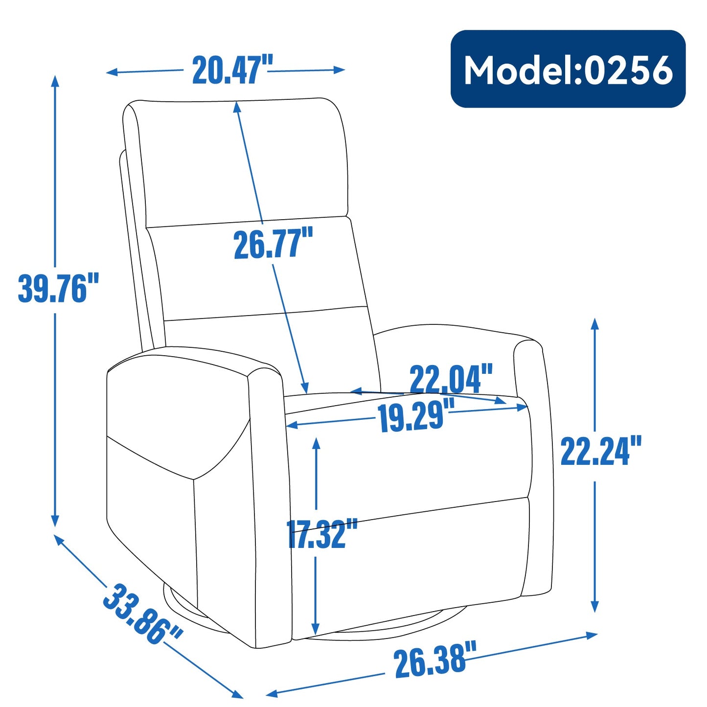 Manual Recliner Chair with Rocker and Swivel in Fabric for Living Room, Yellow - 1st Choice Furniture Direct