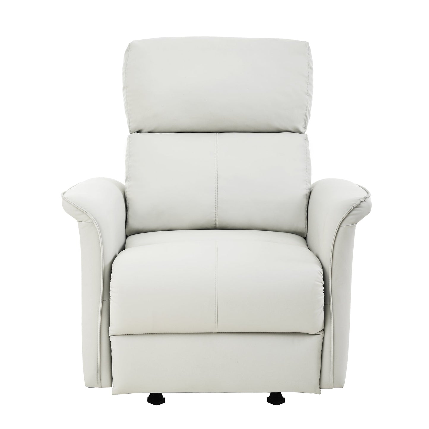 Manual Rocker Recliner Chair for Adults,Rocking Glider Recliner for Small Spaces,PU Leather Rocking Chair for Nursery,Single Sofa Recliner for Home Theater Living Room Bedroom(PU Light Gray) - 1st Choice Furniture Direct