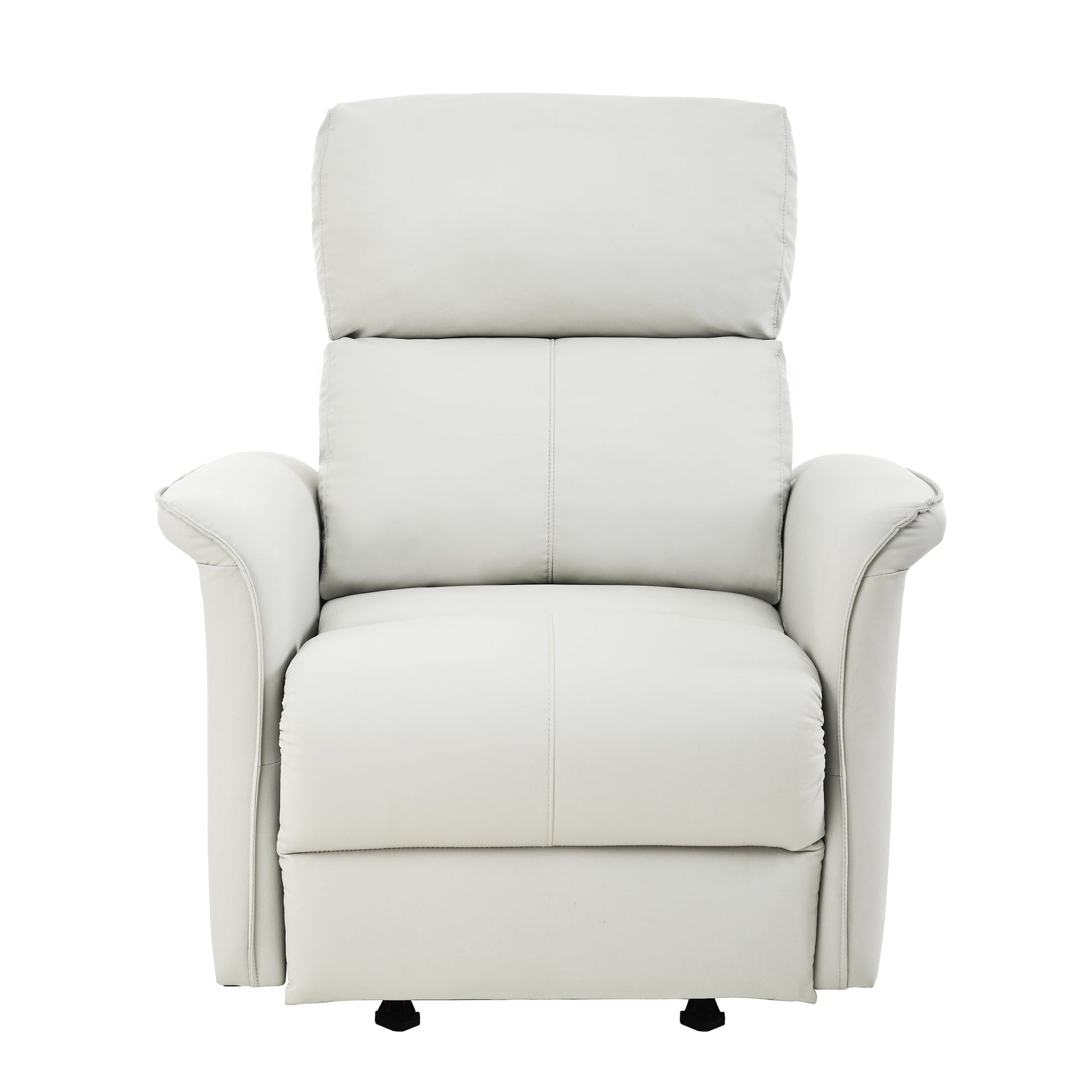 Manual Rocker Recliner Chair for Adults,Rocking Glider Recliner for Small Spaces,PU Leather Rocking Chair for Nursery,Single Sofa Recliner for Home Theater Living Room Bedroom(PU Light Gray) - 1st Choice Furniture Direct