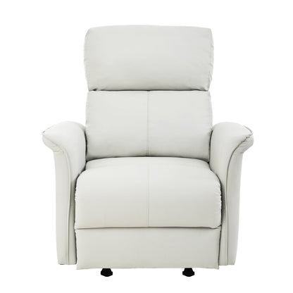 Manual Rocker Recliner Chair for Adults,Rocking Glider Recliner for Small Spaces,PU Leather Rocking Chair for Nursery,Single Sofa Recliner for Home Theater Living Room Bedroom(PU Light Gray) - 1st Choice Furniture Direct