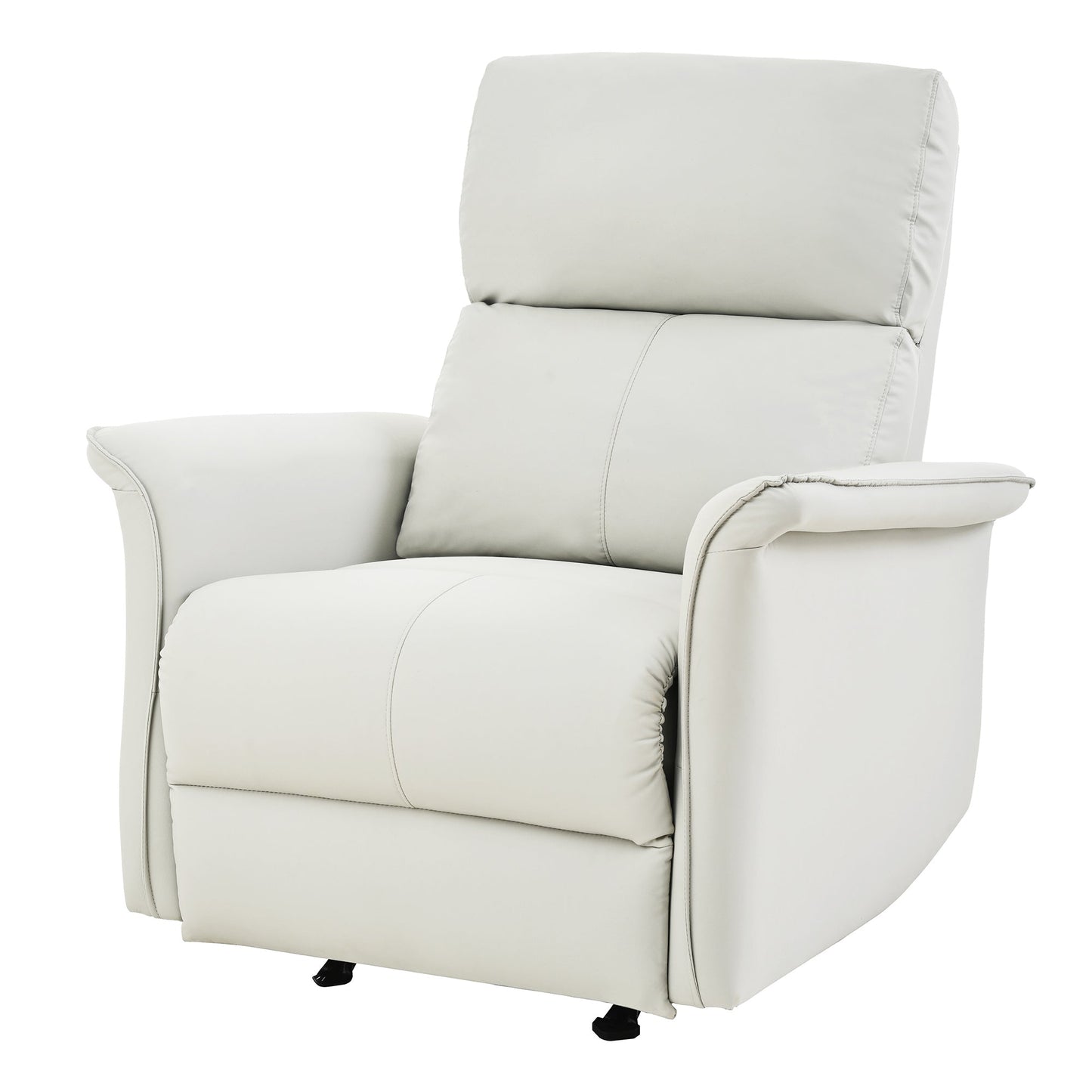 Manual Rocker Recliner Chair for Adults,Rocking Glider Recliner for Small Spaces,PU Leather Rocking Chair for Nursery,Single Sofa Recliner for Home Theater Living Room Bedroom(PU Light Gray) - 1st Choice Furniture Direct