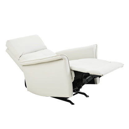 Manual Rocker Recliner Chair for Adults,Rocking Glider Recliner for Small Spaces,PU Leather Rocking Chair for Nursery,Single Sofa Recliner for Home Theater Living Room Bedroom(PU Light Gray) - 1st Choice Furniture Direct