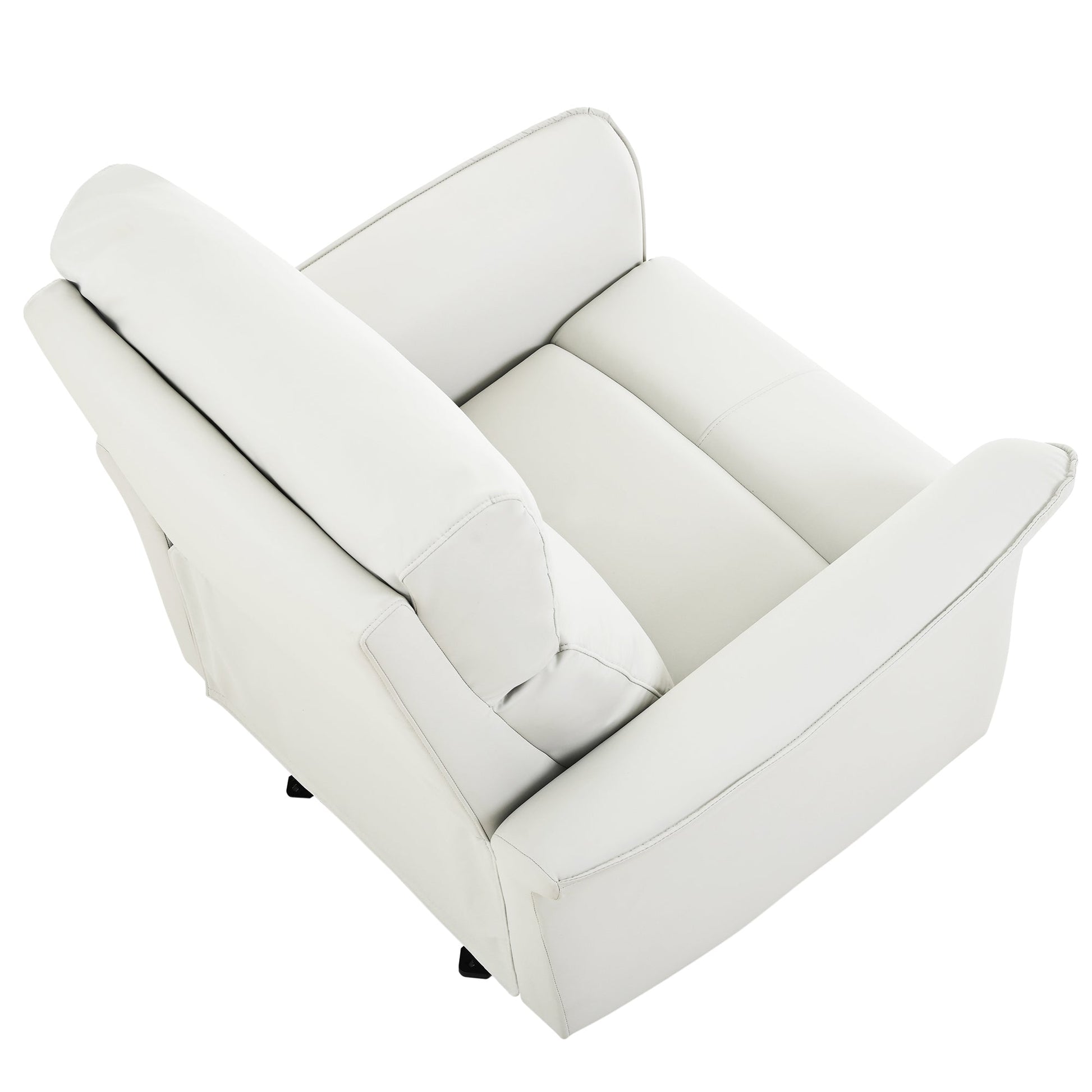 Manual Rocker Recliner Chair for Adults,Rocking Glider Recliner for Small Spaces,PU Leather Rocking Chair for Nursery,Single Sofa Recliner for Home Theater Living Room Bedroom(PU Light Gray) - 1st Choice Furniture Direct