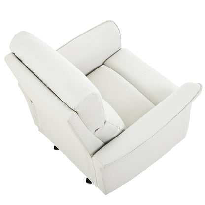 Manual Rocker Recliner Chair for Adults,Rocking Glider Recliner for Small Spaces,PU Leather Rocking Chair for Nursery,Single Sofa Recliner for Home Theater Living Room Bedroom(PU Light Gray) - 1st Choice Furniture Direct