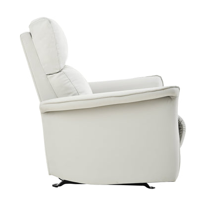Manual Rocker Recliner Chair for Adults,Rocking Glider Recliner for Small Spaces,PU Leather Rocking Chair for Nursery,Single Sofa Recliner for Home Theater Living Room Bedroom(PU Light Gray) - 1st Choice Furniture Direct