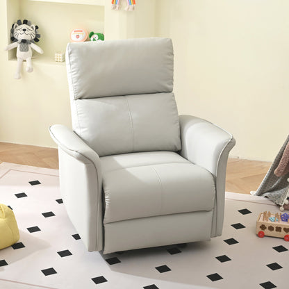 Manual Rocker Recliner Chair for Adults,Rocking Glider Recliner for Small Spaces,PU Leather Rocking Chair for Nursery,Single Sofa Recliner for Home Theater Living Room Bedroom(PU Light Gray) - 1st Choice Furniture Direct