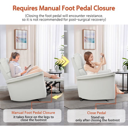 Manual Rocker Recliner Chair for Adults,Rocking Glider Recliner for Small Spaces,PU Leather Rocking Chair for Nursery,Single Sofa Recliner for Home Theater Living Room Bedroom(PU Light Gray) - 1st Choice Furniture Direct