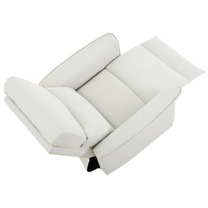 Manual Rocker Recliner Chair for Adults,Rocking Glider Recliner for Small Spaces,PU Leather Rocking Chair for Nursery,Single Sofa Recliner for Home Theater Living Room Bedroom(PU Light Gray) - 1st Choice Furniture Direct