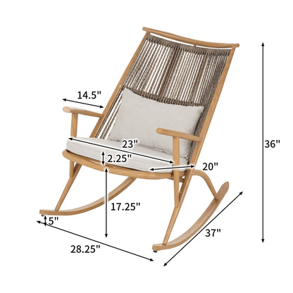 Maple Rocking Chair & Ceramic Tile Side Table Set - Coordinated Outdoor Lounge Duo - 1st Choice Furniture Direct