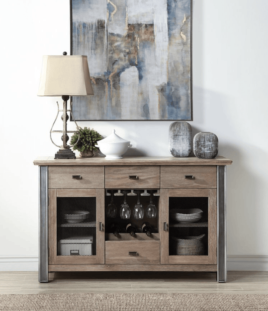 Maple Wine Server Cabinet with 4 Drawers and Wine Rack - 1st Choice Furniture Direct