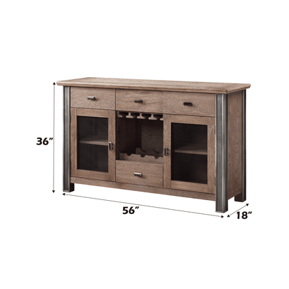 Maple Wine Server Cabinet with 4 Drawers and Wine Rack - 1st Choice Furniture Direct