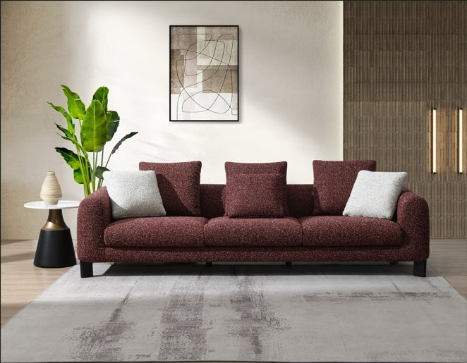 Mardi Maroon Tweed Sofa w/3 Pillows - 1st Choice Furniture Direct