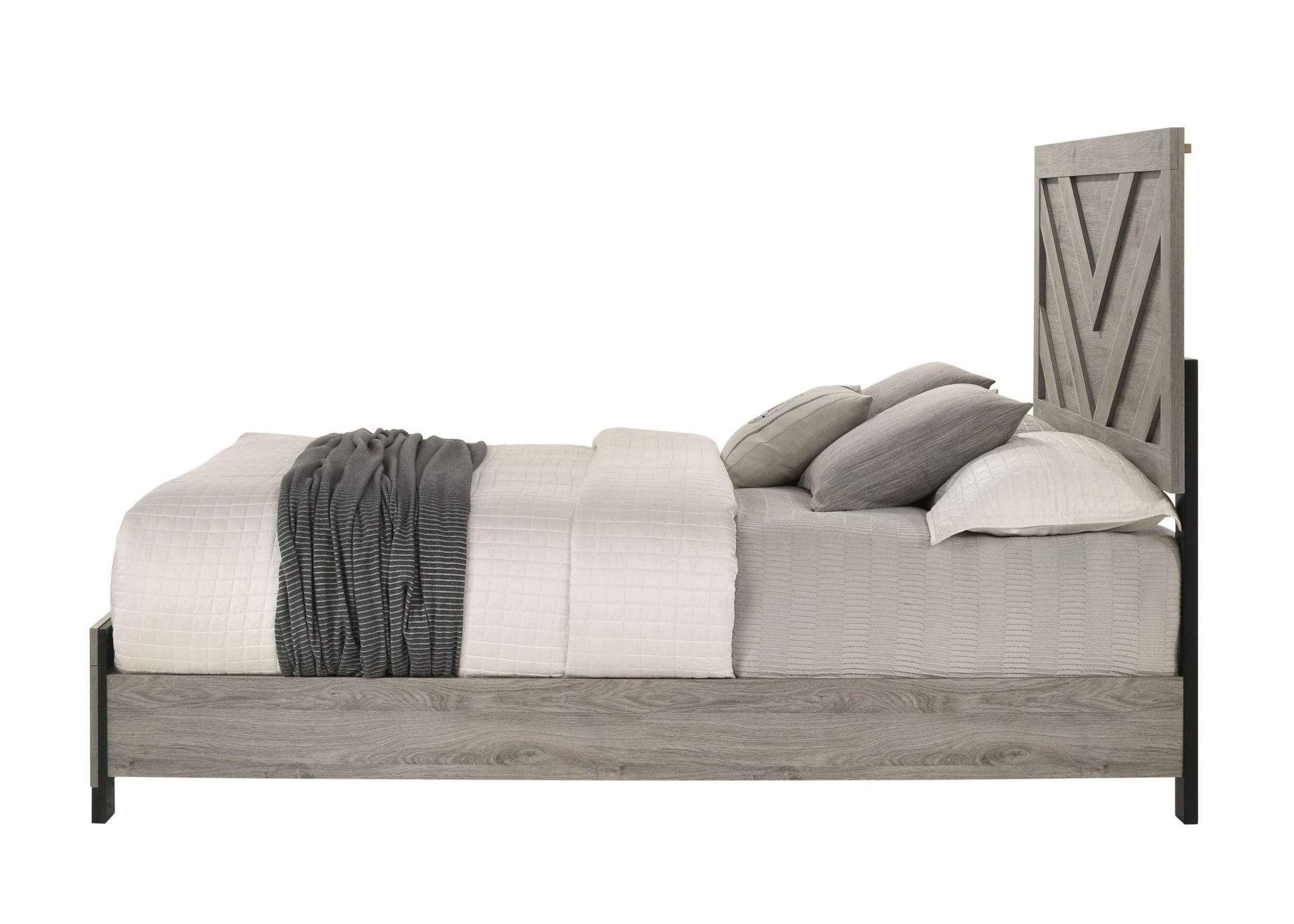 Mari Light Gray Finish 5Pcs Bedroom Set (Queen bed, Dresser, Chest, Nightstand, Mirror) - 1st Choice Furniture Direct