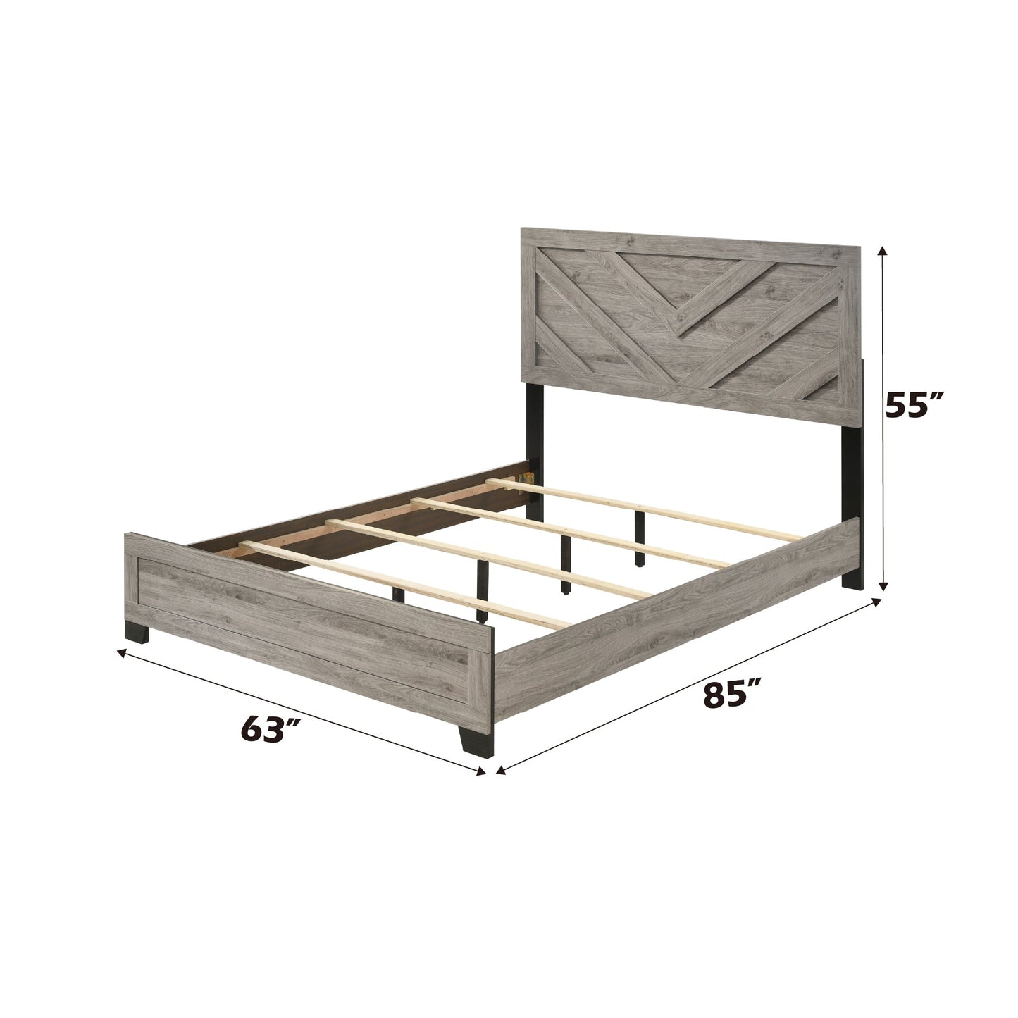 Mari Light Gray Finish 5Pcs Bedroom Set (Queen bed, Dresser, Chest, Nightstand, Mirror) - 1st Choice Furniture Direct