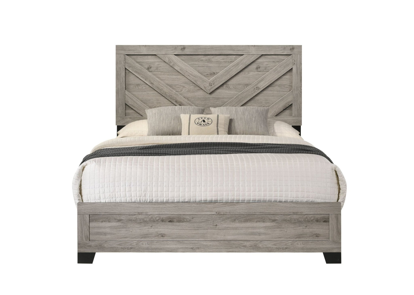 Mari Light Gray Finish 5Pcs Bedroom Set (Queen bed, Dresser, Chest, Nightstand, Mirror) - 1st Choice Furniture Direct